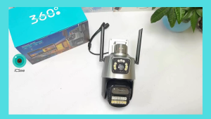 Camera giám sát ngoài trời iCSee P11-XM 2 mắt 2 khung hình - Đàm thoại hai chiều- Báo động âm thanh ánh sáng- Nhận diện con người- Cảnh báo chuyển động - hổ trợ cổng mạng RJ45