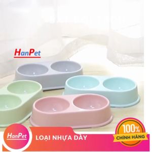 Bát ăn chó mèo nhỏ - bát nhựa đôi 2 ngăn tròn