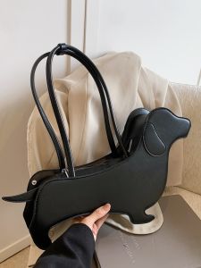 2024 New Large Capacity Durable Polyester Womens Tote Bag Fashionable Sausage Dog Design Cute Handheld Commuting Bag