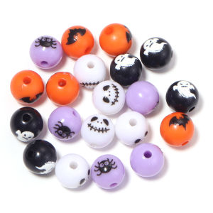 10-20pcs Halloween Series Acrylic Beads Pumpkin Skull Ghost Spider Pattern Loose Beads For DIY Jewelry Bracelets Phone Key Chain