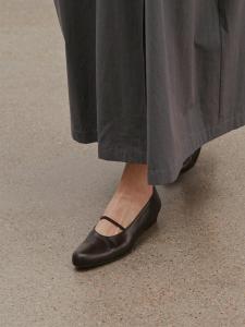 Black Mary Jane Flat Bottom Soft Sole Leather Womens Shoes Spring Summer New Style Korean Version round Toe Slip-On Flats