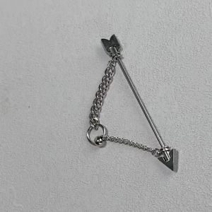 1PC Punk Stainless Steel Man Women Industrial Barbell Arrow Tassel Chain Pendant Long Bridge Earring Transversal Piercing Jewels