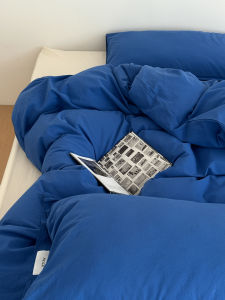 Simple Ins Style Pure Cotton Bedding Set Paper Feel Cotton Solid Color Duvet Cover And Sheet Three Four Piece Set Vintage Style