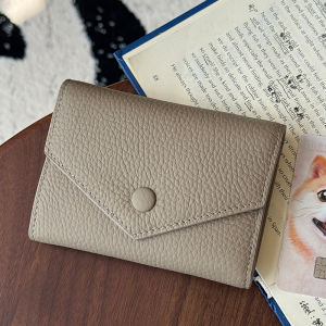 Top Layer Cowhide Wallet Womens Short Simple Foldable Three Fold Integrated Coin Purse Korean Style Horizontal Shape