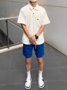 Áo Thun Polo Tay Ngắn Dáng Rộng Phong Cách Nhật Bản Mùa Hè Cho Nam Và Nữ Cổ Polo Thường Ngày Thời Trang Áo Thun