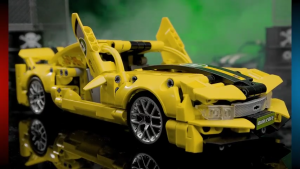 1:18 Pull-Back Sports Car Yellow Building Blocks Racing Car Kid Adult Gift DIY Educational Toys