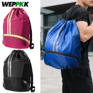 1PCS Drawstring Gym Bag Waterproof Drawstring Backpack Swim Bag with Shoes CompartmentPull String Sport Bag Soccer Basketball