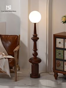 MOYU | French Vintage Zen Style Wooden Standing Lamp
