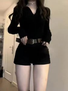 Spicy Girl Suit Set American Style Tight Slimming Womens Fall Fashion Two-Piece Set for Short Women