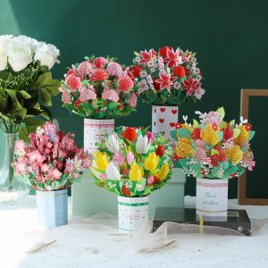 Teachers Day Greeting Card Creative Handmade 3D Floral Bouquet Gift Elegant Premium Feeling Customizable Writing Card