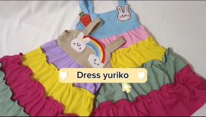 AYDA - Dress Anak Yuriko Rainbow Bunny Carrot Bordir Lucu / Fashion Dress Anak Perempuan Korean Style Terbaru