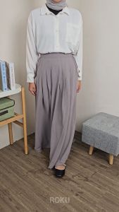Rok Lipit Panjang Wanita Model Flare Polos Maxi - Bahan Adem Nyaman Flowy Flora Skirt