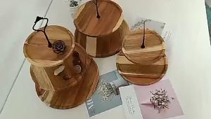 ถาดวางเค้ก ถาดโชว์เค้ก ถาดไม้วางขนม 2ชั้น 3ชั้น 📌มีพร้อมส่ง