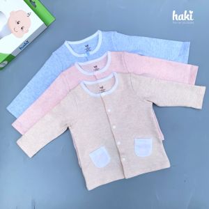 Bộ quần áo thu đông dài tay cài giữa hai túi ốp Melange Cotton cao cấp HAKI BC003 + Set sơ sinh hàng xuất khẩu cho bé tới 3 tuổi (2.5-15kg) đồ bộ cho bé trai bé gái quần áo mặc nhà cho bé