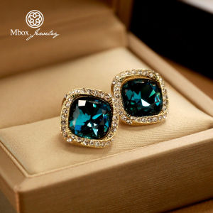 Elegant Blue Imitation Crystal Earrings Womens Unique Design High-End 2025 New Trending Ear Studs Stylish Ear Jewelry