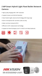 HIKVISION IP Camera DS-2CD1023G2-LIUF 2MP POE BUILT IN MIC REKAM SUARA