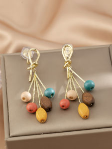 Long Pendant Earrings & Incense Tray Clip-Ons: Women's Fashionable Metal Knotwork No Piercing Required