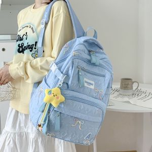 High Aesthetic Value School Bag for Girls Primary And Middle School Students Dual Shoulder Bag Casual Simple Style Backpack