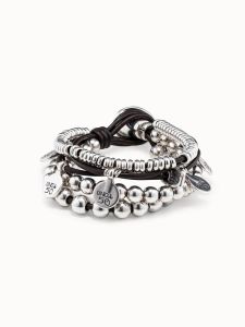 UNO DE 50 Handmade แฟชั่นรอบ Pearl Cowhide สร้อยข้อมือสําหรับผู้ชายผู้หญิงคู่สไตล์ยุโรปและอเมริกาแนวโน้ม INS หรูหรา