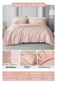 FUANNA (富安娜) | Luxurious Pink Jacquard Cotton Bedding Set