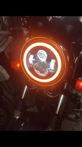 2pcs LED ไฟหน้า ทรงกลม ไฟหน้ารถจักรยานยนต์ 7 นิ้ว สําหรับ Jeep Wrangler Harley (7 นิ้ว Shepherd)