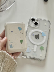 Ốp Lưng Điện Thoại Bằng Acrylic Dễ Thương Thiết Kế Hình Mèo Từ Tính Bằng Da Cho iPhone 17 16 15 pro Max Mẫu Mới 13/14 Phụ Kiện Kỹ Thuật Số