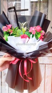 Buket Bunga Artificial Zomei Black Maroon (Custom Warna) - Medium Bouquet