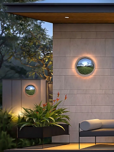 Đèn Tường Decor Mạ Crom Hình Tròn Ánh Sáng Halo Hiện Đại