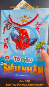 Sách - Túi 6 Cuốn Tô Màu Siêu Nhân Hoạt Hình Kèm Hộp Màu Cho Bé Trai - Đồ Chơi Phát Triển Trí Thông Minh Cho Trẻ Em