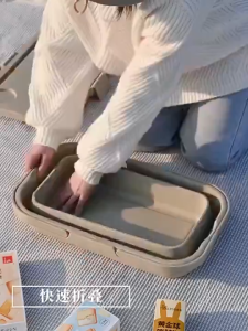Multifunctional storage box - Camping folding picnic basket with table | Outdoor activities with table portable ligh