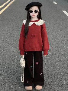 Girls Knitted Sweater Winter Clothes New Year Snake Year Traditional Festive Warm Top Trendy Childrens Fashion Korean Style