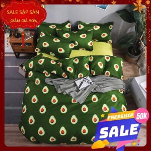 (không kèm ruột chăn) 💓 Bộ 5 Món Vỏ Chăn Ga Gối mẫu Tim Xước chất Coton poly cao cấp 💓 (mền mỏng không kèm ruột có khóa kéo)