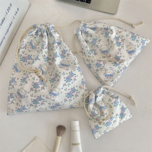 Adorable Cartoon Travel Storage Bag Drawstring Cord Organizer Pouch Lipstick Accessories Small Size Fabric Bag for Makeup