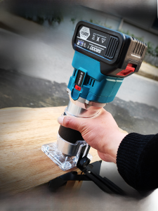 มือถือลิเธียมไฟฟ้างานไม้อินเวอร์เตอร์ไฟฟ้าเครื่องกัดไม้อลูมิเนียมพลาสติกแผ่นเครื่องเซาะร่องชาร์จ