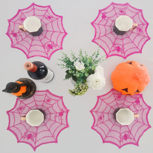 Purple lace polyester Halloween round placemats table decorative napkin cloth waterproof placemats home decorations gifts