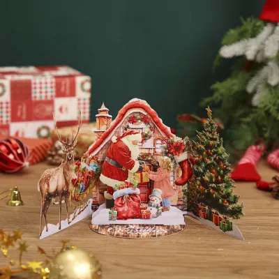 Christmas 3D Pop Up Cards Festive Snowman Tree Theme Holiday Gift for Her/Him Home Decoration Christmas Party Favors