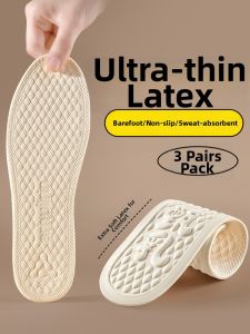 ZUYINBULUO | Thin Latex Non-Slip Sweat-Absorbent Anti-Odor Comfortable Long-Standing Womens Insoles