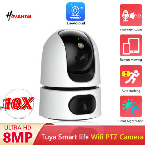 10X Zoom 8MP Dual Lens WiFi Camera Dual Screen 4K Wifi Surveillance Camera Indoor Home Auto Tracking Security Wireless Cameras