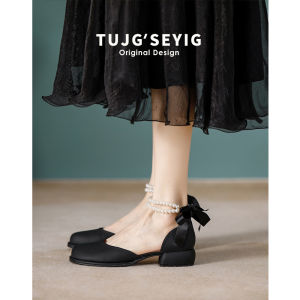 Elegant Mary Jane Thick Heel Sandals Womens Summer New Fairy Style Wide Foot Fat Big Size Shoes Casual Fashion Peep Toe