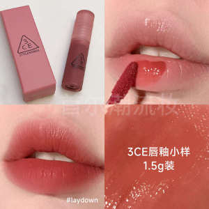 ☁3ce Lip Glaze Small Sample Water Mist Lip Dew Velvet Matte Mini Lipstick laydown Oolong Milk Tea Long-lasting Medium Sample✭
