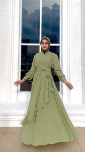 Hilya Dress Bahan Ceruty Baby Doll Premium Lapis Furing - Dress Elegan Simple