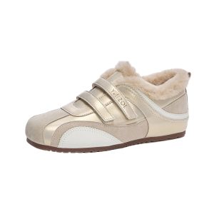 Josiny | Retro Brown Fuzzy Lined Magic Tape Sneakers