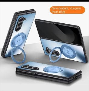 Luxury Matte Metal Ring Case For Samsung Galaxy Z Fold 8 Ultra 7 6 5 4 For Magnetic Car Mount Holder Shockproof Protective Cover