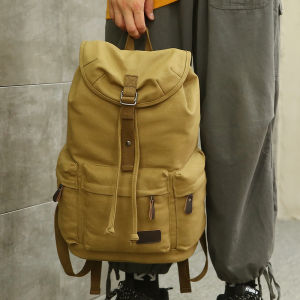 กระเป๋าเป้สะพายหลังผ้าแคนวาสความจุขนาดใหญ่สำหรับผู้ชาย กระเป๋าเดินทางกลางแจ้งแบบลำลอง กระเป๋าใส่หนังสือสไตล์ยุโรปและอเมริกันสำหรับนักเรียนระดับมัธยมปลายและมหาวิทยาลัย