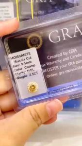 Moissanite Mỹ D/FL có kiểm định GRA và mã số cạnh đầy đủ màu vàng trà 100 giác cắt size 5-8.5mm Kim cương moissanite nhân tạo tròn giác hoa cúc phôi gốc không vay màu Đá moissannite USA  đẳng cấp và sang trọng - KIM LỘC PHÁT MX100