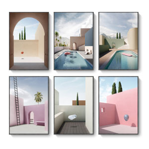 Modern Minimalist Scandinavian Geometry Abstract Landscape Art for Lobby Hotels Apartments Decor Frameless Picture