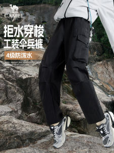 Camel Mountain Sea Mens Workwear Pants Straight Leg Summer Soft Shell Loose Wide Leg Water Resistant Casual Paratrooper Long Pants