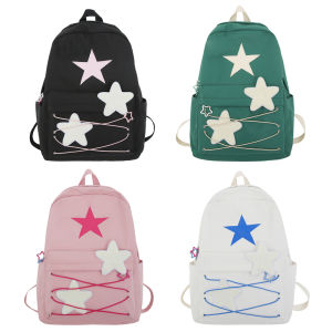 5TH Korean Student Backpack Zipper Closure Women Y2k Aesthetic Schoolbag Multifunctional for Hiking Travel Camping