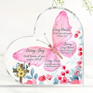 CIFbuy | Đồ Trang Trí Hình Trái Tim Acrylic Với Câu Kinh Thánh Đầy Cảm Hứng Dùng Làm Vật Trang Trí Bàn Làm Việc Tranh Treo Tường Nhà/văn Phòng Quà Tặng Cho Phụ Nữ Chủ Đề Kitô Giáo