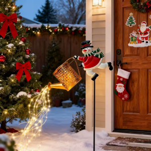 Đèn Giáng Sinh Năng Lượng Mặt Trời Ngoài Trời Ánh Sáng Trắng Ấm Hình Ông Già Noel Người Tuyết Cung Điện Đèn LED Trang Trí Hình Ấm Đun Nước Cho Sân Vườn Ngày Lễ